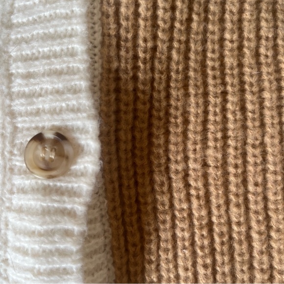 Beige Knitted Oversized Button Up Girls Size S Pastel Patchwork Cardigan - Picture 2 of 3